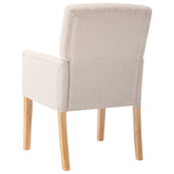 Dining Chair with Armrests Beige Fabric - 45-Degree Angle