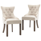 Dining Chairs 2 pcs Beige Fabric - Front View