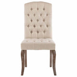 Dining Chairs 2 pcs Beige Linen-Look Fabric - Side View