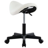 Work Stool White Faux Leather - Top-Down View