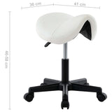 Work Stool White Faux Leather - Close-Up Angle
