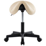 Work Stool Cream Faux Leather - Front View