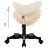 Work Stool Cream Faux Leather - Side View