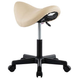 Work Stool Cream Faux Leather - Top-Down View