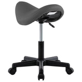 Work Stool Grey Faux Leather - Top-Down View