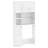 Washing Machine Cabinet Set White Engineered Wood - Front View