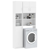 Washing Machine Cabinet Set White Engineered Wood - Side View