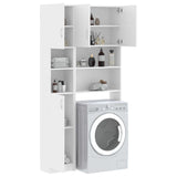 Washing Machine Cabinet Set White Engineered Wood - Top-Down View