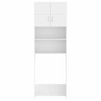 Washing Machine Cabinet Set White Engineered Wood