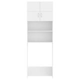 Washing Machine Cabinet Set White Engineered Wood - Close-Up Angle