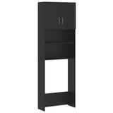 Washing Machine Cabinet Set Black Engineered Wood - Close-Up Angle