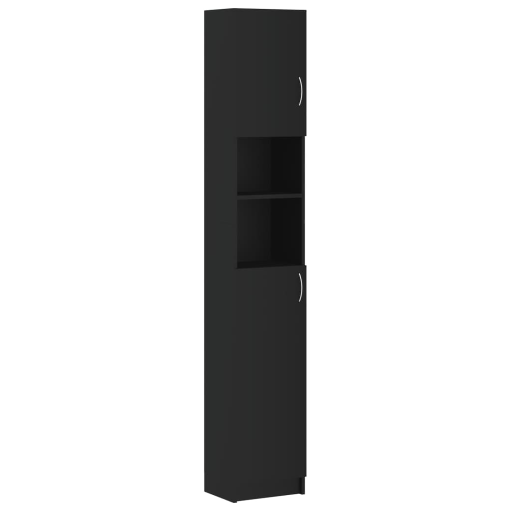 Washing Machine Cabinet Set Black Engineered Wood
