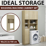 Washing Machine Cabinet Set Sonoma Oak Engineered Wood - Side View