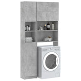 Washing Machine Cabinet Set Concrete Grey Engineered Wood - Side View