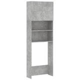 Washing Machine Cabinet Set Concrete Grey Engineered Wood - Rear View