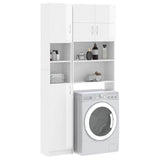 Washing Machine Cabinet Set High Gloss White Engineered Wood - Side View