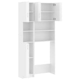 Washing Machine Cabinet Set High Gloss White Engineered Wood - 45-Degree Angle
