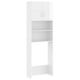 Washing Machine Cabinet Set High Gloss White Engineered Wood - Rear View