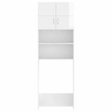 Washing Machine Cabinet Set High Gloss White Engineered Wood