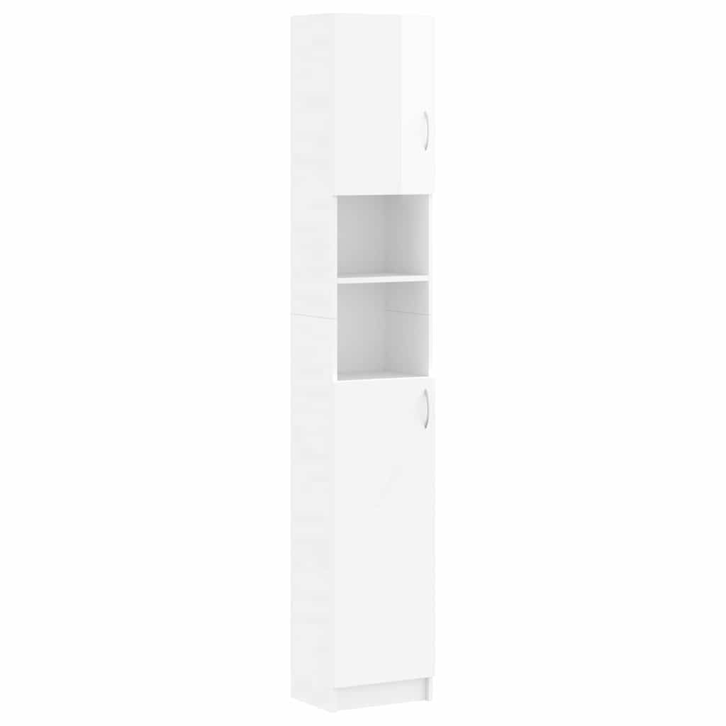 Washing Machine Cabinet Set High Gloss White Engineered Wood