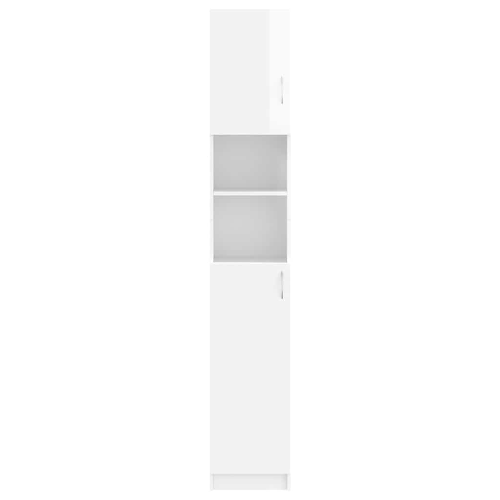 Washing Machine Cabinet Set High Gloss White Engineered Wood