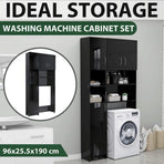 Washing Machine Cabinet Set High Gloss Black Engineered Wood