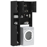 Washing Machine Cabinet Set High Gloss Black Engineered Wood