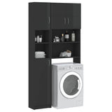 Washing Machine Cabinet Set High Gloss Grey Engineered Wood