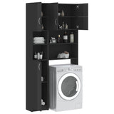 Washing Machine Cabinet Set High Gloss Grey Engineered Wood - Top-Down View