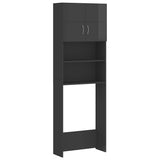 Washing Machine Cabinet Set High Gloss Grey Engineered Wood - Rear View