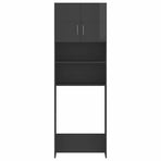 Washing Machine Cabinet Set High Gloss Grey Engineered Wood