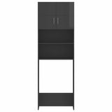 Washing Machine Cabinet Set High Gloss Grey Engineered Wood - Close-Up Angle