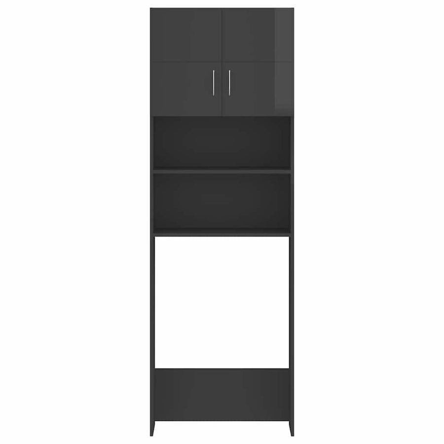 Washing Machine Cabinet Set High Gloss Grey Engineered Wood