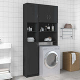 Washing Machine Cabinet Set High Gloss Grey Engineered Wood