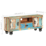 TV Cabinet 120x30x50 cm Solid Reclaimed Wood - Low Angle