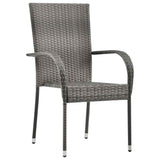 Stackable Outdoor Chairs 4 pcs Grey Poly Rattan - Side View
