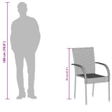 Stackable Outdoor Chairs 4 pcs Grey Poly Rattan - Extra Image