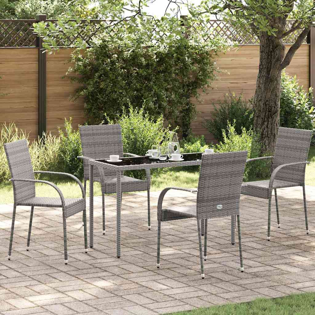 Stackable Outdoor Chairs 4 pcs Grey Poly Rattan