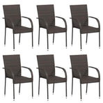 Stackable Outdoor Chairs 6 pcs Poly Rattan Brown