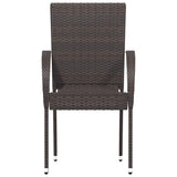 Stackable Outdoor Chairs 6 pcs Poly Rattan Brown