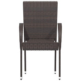 Stackable Outdoor Chairs 6 pcs Poly Rattan Brown - Top-Down View