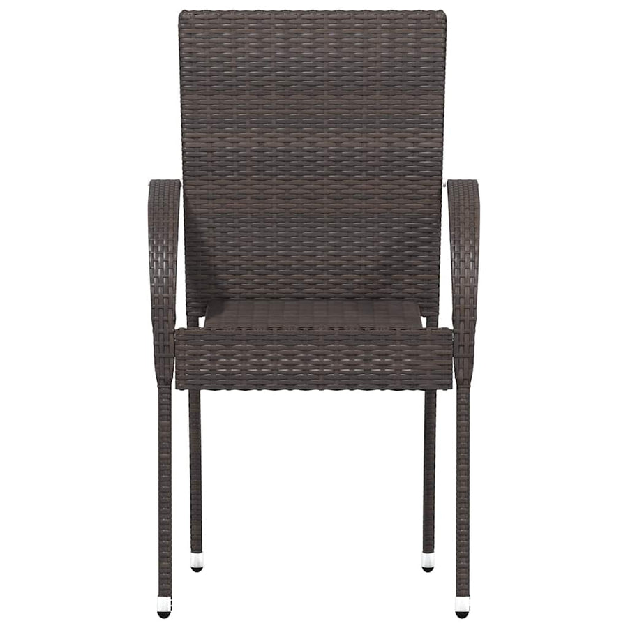 Stackable Outdoor Chairs 6 pcs Poly Rattan Brown