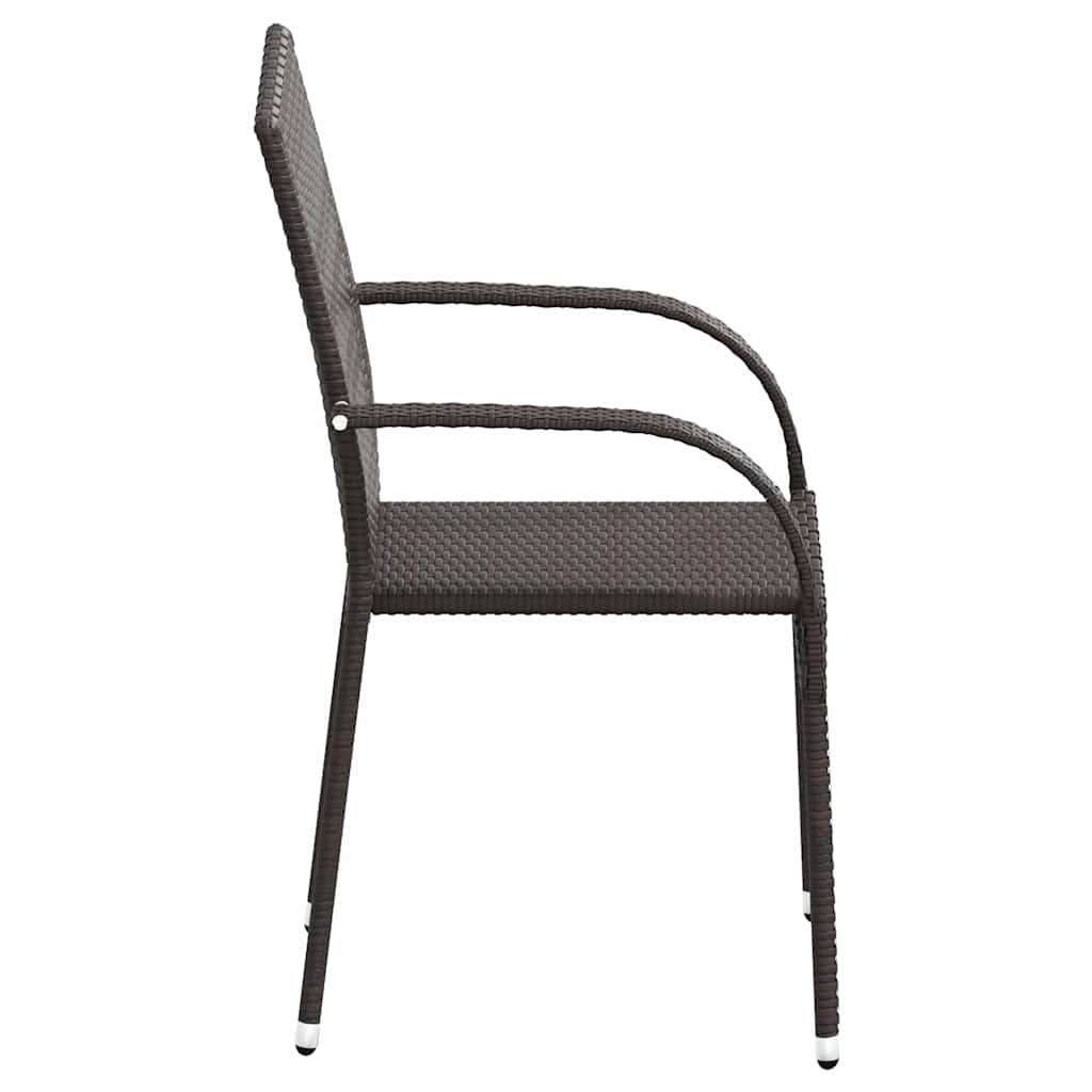 Stackable Outdoor Chairs 6 pcs Poly Rattan Brown