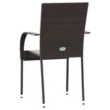 Stackable Outdoor Chairs 6 pcs Poly Rattan Brown - Rear View