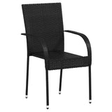Stackable Outdoor Chairs 6 pcs Poly Rattan Black - Side View