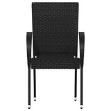 Stackable Outdoor Chairs 6 pcs Poly Rattan Black - Top-Down View
