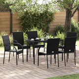 Stackable Outdoor Chairs 6 pcs Poly Rattan Black