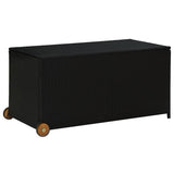 Garden Storage Box Black 120x65x61 cm Poly Rattan - Front View