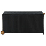 Garden Storage Box Black 120x65x61 cm Poly Rattan - Side View