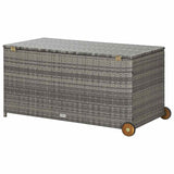 Garden Storage Box Light Grey 120x65x115 cm Poly Rattan - Rear View